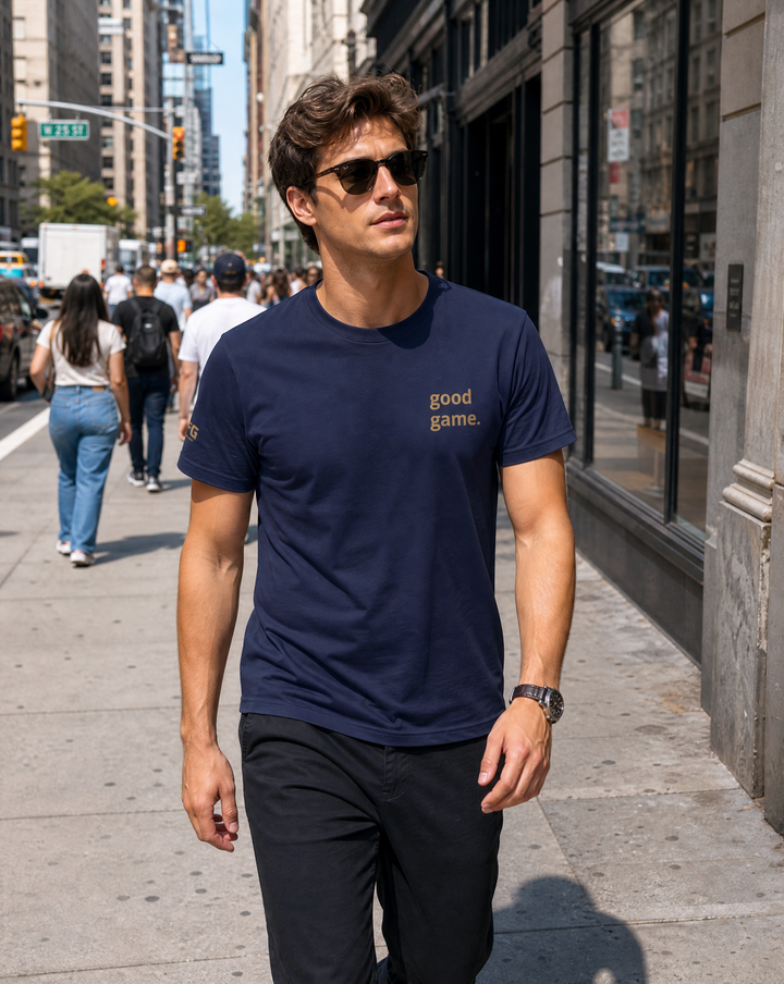 good game. embroidered tee - Navy