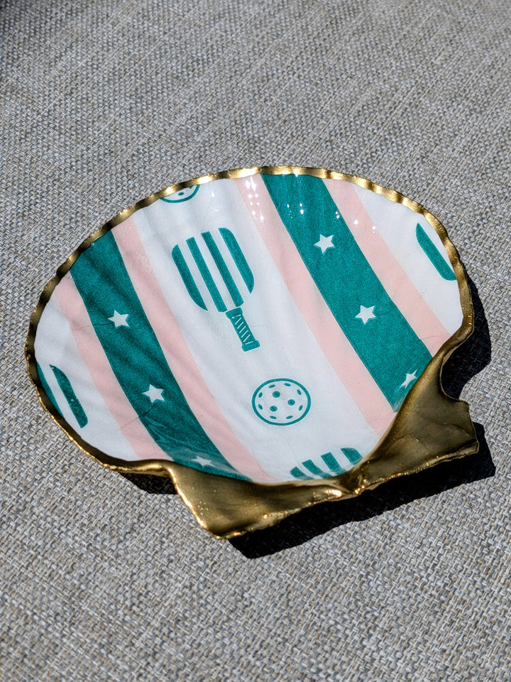 Pickleball Decoupage Scallop Shell