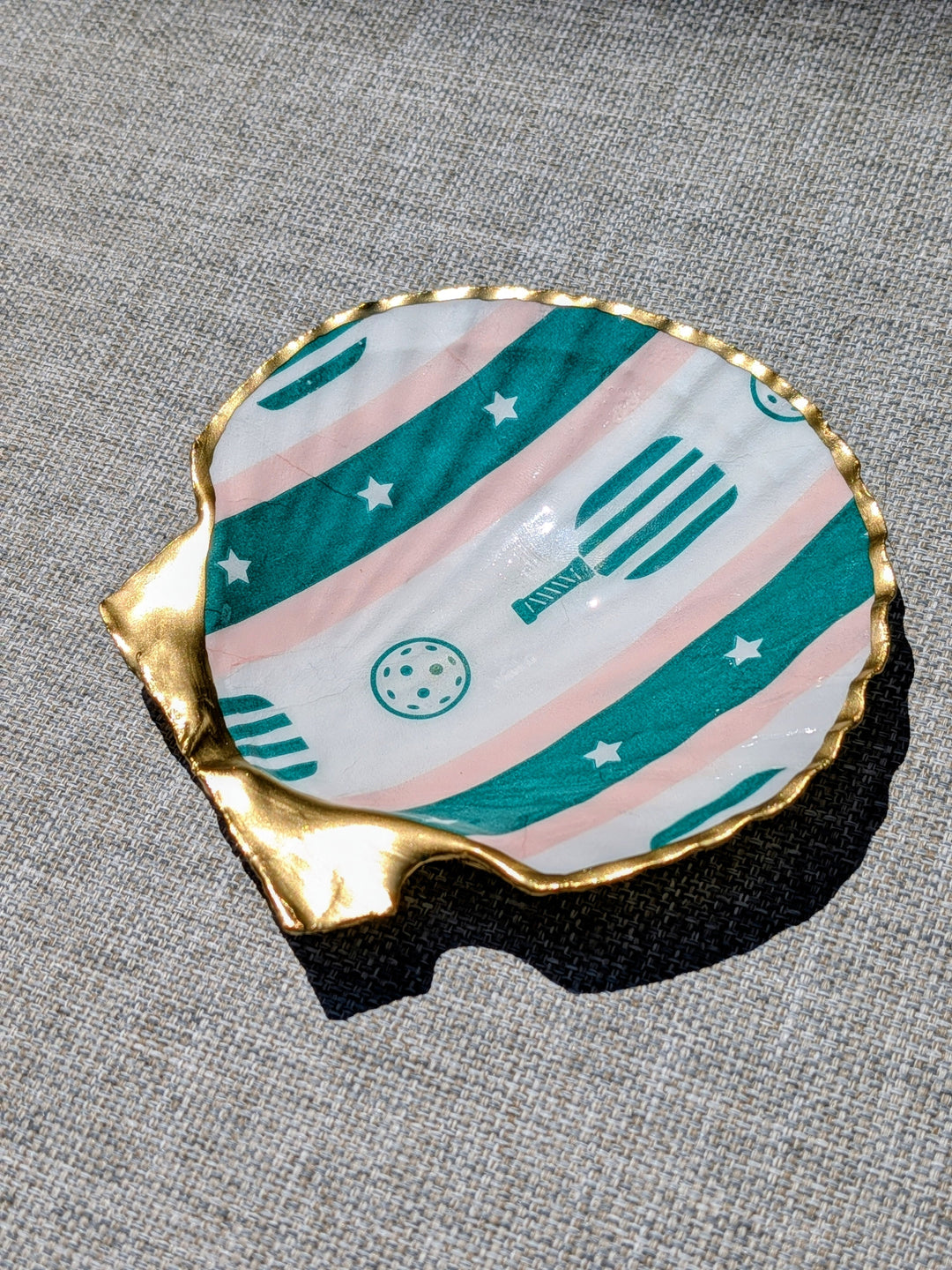 Pickleball Decoupage Scallop Shell