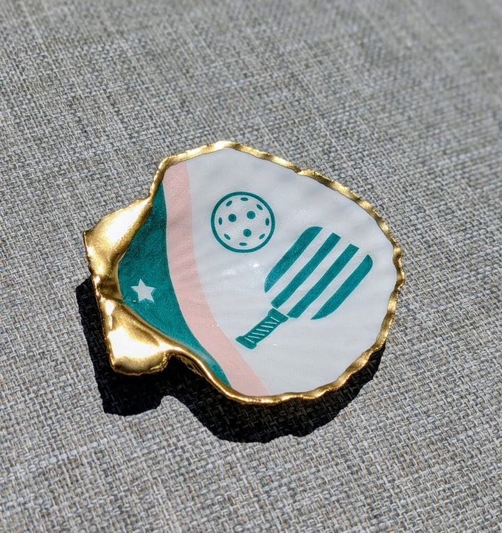Pickleball Decoupage Scallop Shell