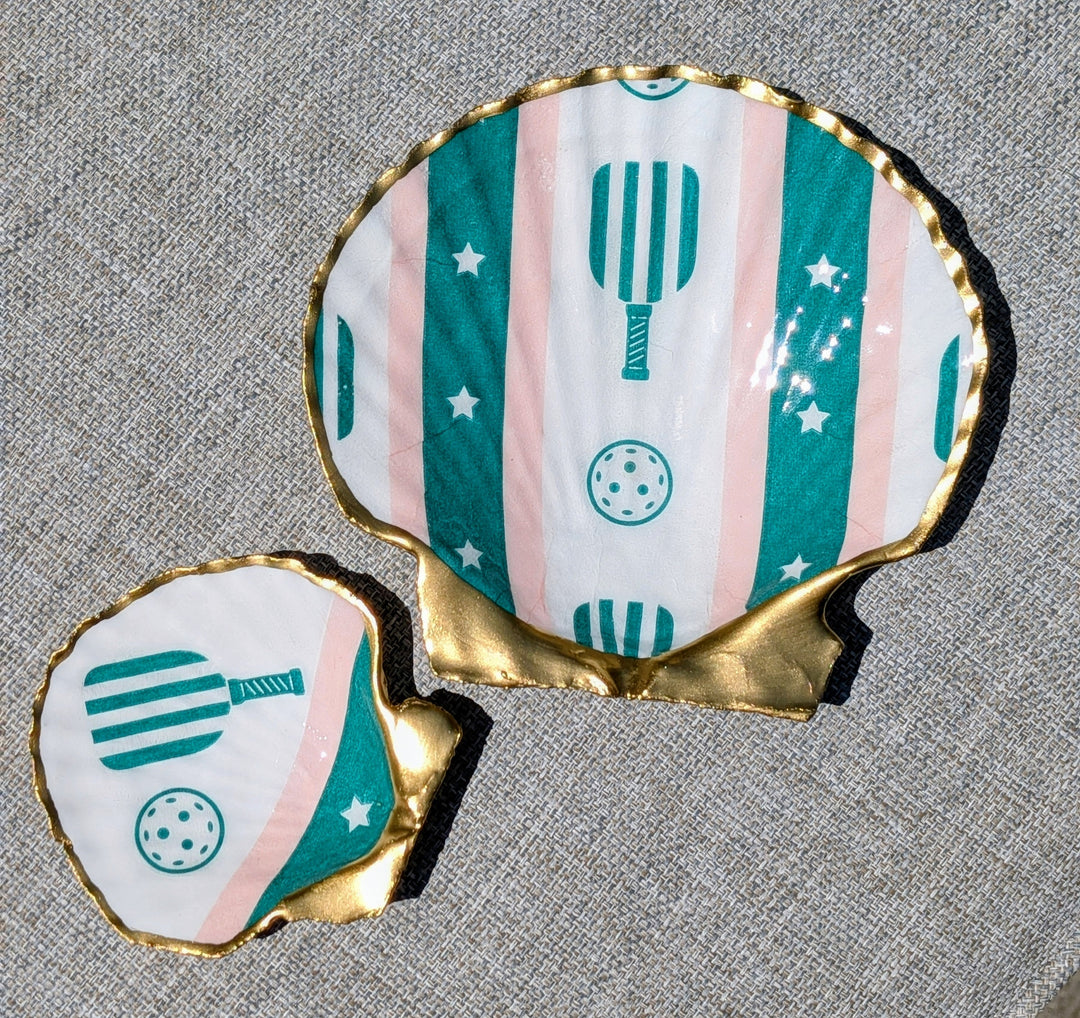 Pickleball Decoupage Scallop Shell