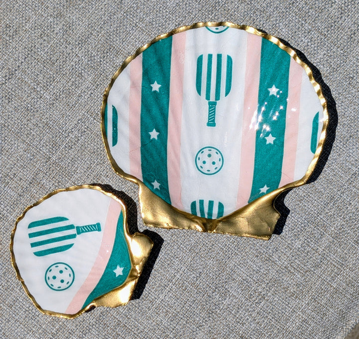Pickleball Decoupage Scallop Shell