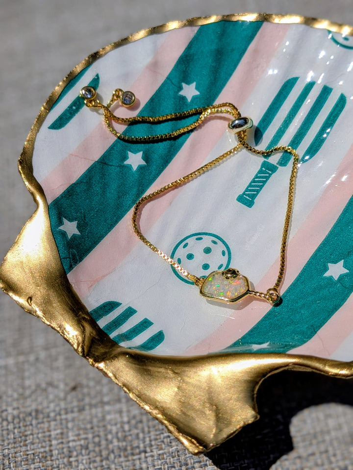 Pickleball Decoupage Scallop Shell
